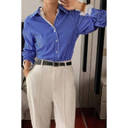 Striped Button Down Lace Detail Loose Shirt | Mixtshop LLC