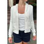 Solid Ribbed Knit Zipper Pockets Hoodie | Mixtshop LLC