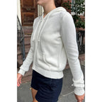 Solid Ribbed Knit Zipper Pockets Hoodie | Mixtshop LLC