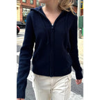 Solid Ribbed Knit Zipper Pockets Hoodie | Mixtshop LLC