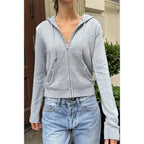 Solid Ribbed Knit Zipper Pockets Hoodie | Mixtshop LLC