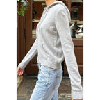 Solid Ribbed Knit Zipper Pockets Hoodie | Mixtshop LLC