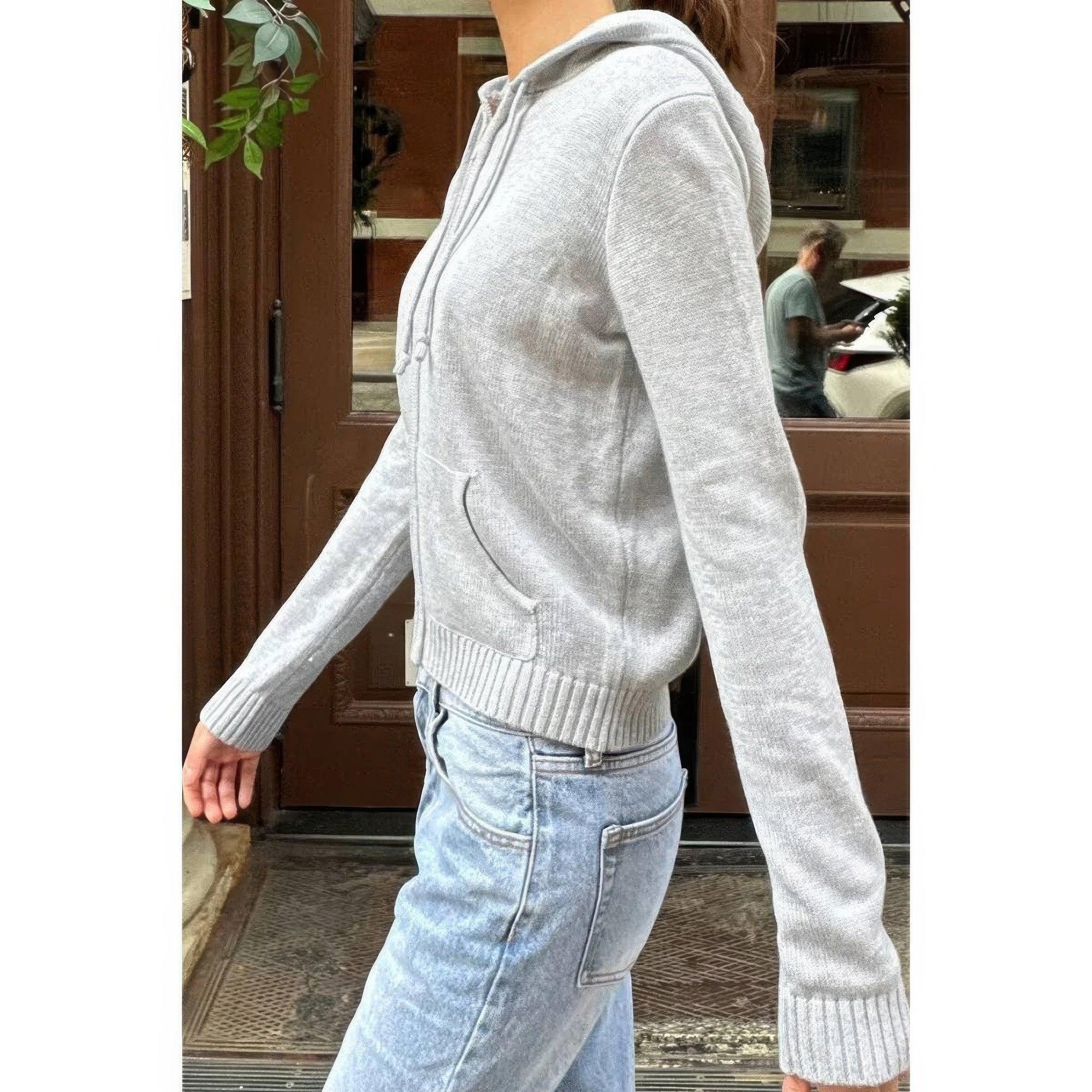 Solid Ribbed Knit Zipper Pockets Hoodie | Mixtshop LLC