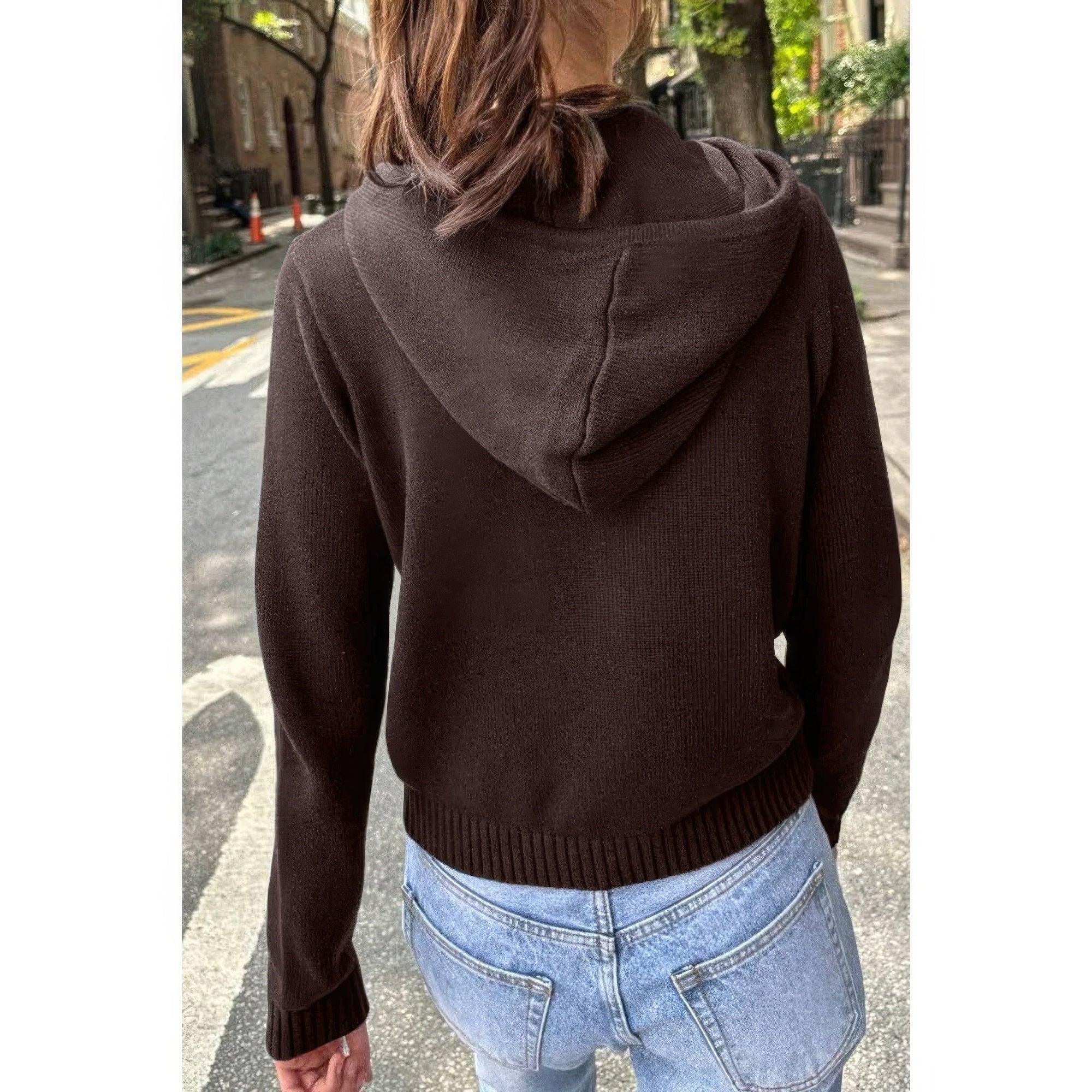 Solid Ribbed Knit Zipper Pockets Hoodie | Mixtshop LLC