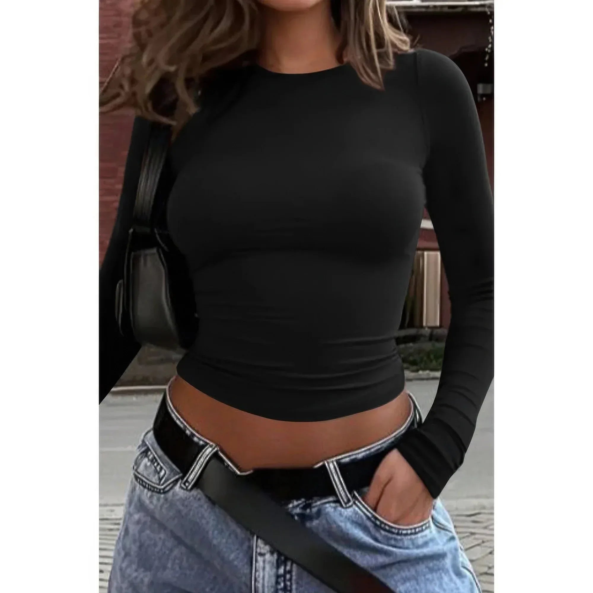 Round Neck Solid Long Sleeve Slim Fit Shirt | Mixtshop LLC