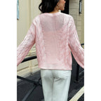 Solid Round Neck Cable Knit Pullover Sweater | Mixtshop LLC