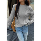 Solid Round Neck Cable Knit Pullover Sweater | Mixtshop LLC