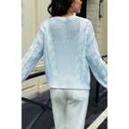 Solid Round Neck Cable Knit Pullover Sweater | Mixtshop LLC