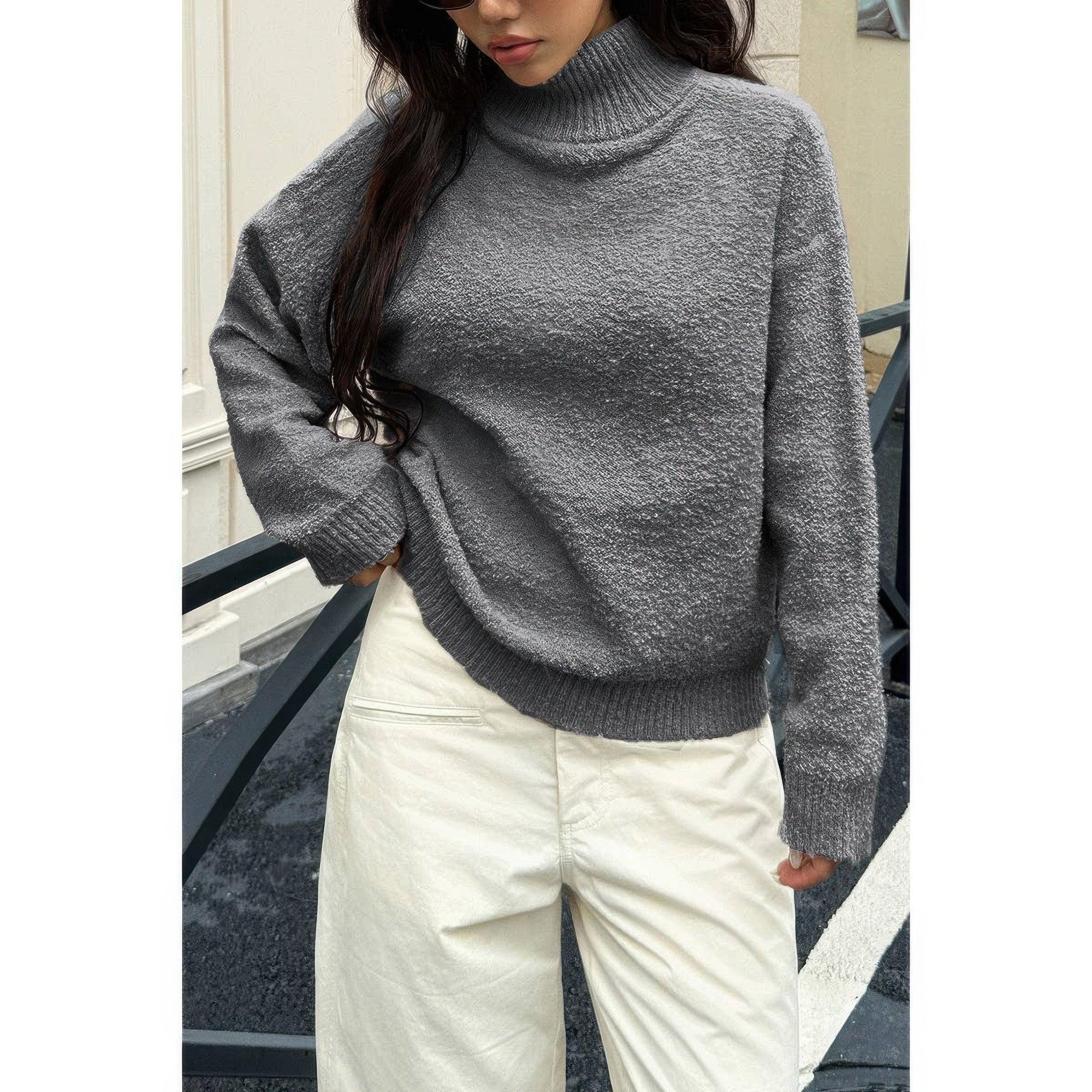 Soft Knit Roll Neck Long Sleeves Sweater | Mixtshop LLC