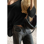 Solid Round Neck Long Sleeved Knit Loose Sweater | Mixtshop LLC