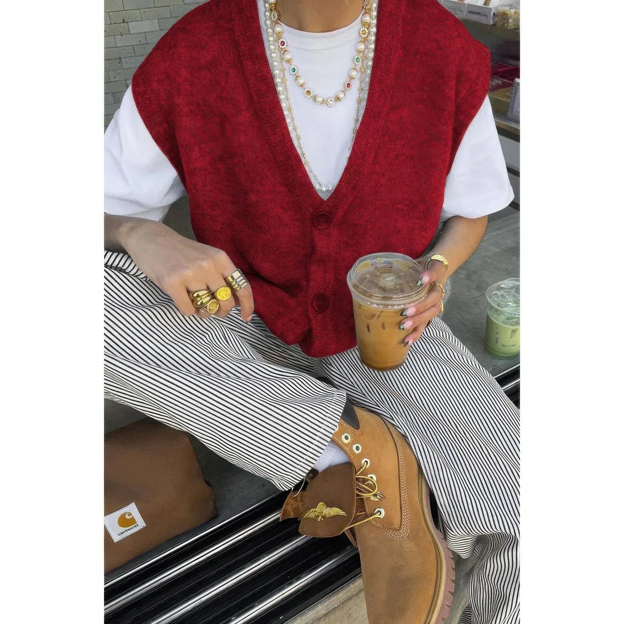 Solid V Neck Sleeveless Knitted Cardigan Vest | Mixtshop LLC
