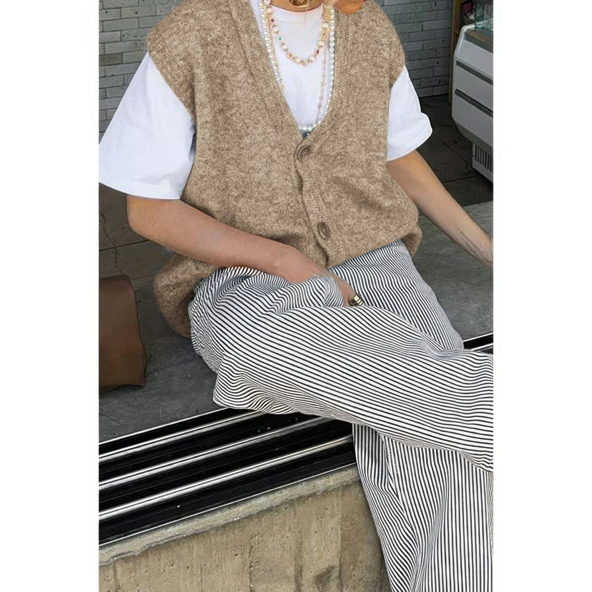 Solid V Neck Sleeveless Knitted Cardigan Vest | Mixtshop LLC