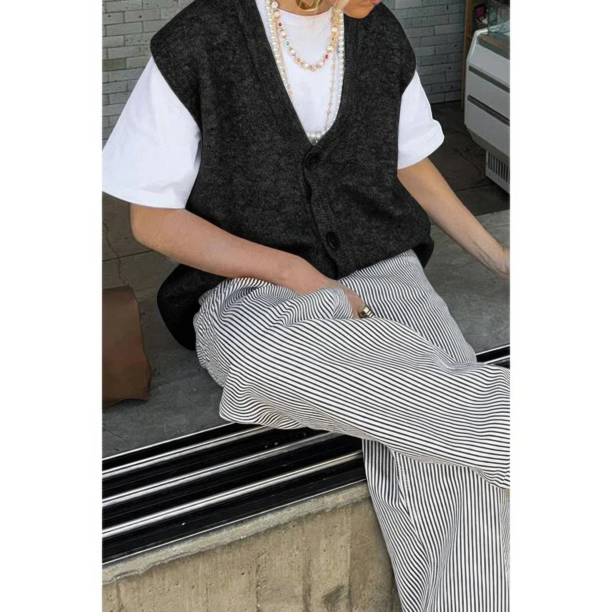 Solid V Neck Sleeveless Knitted Cardigan Vest | Mixtshop LLC