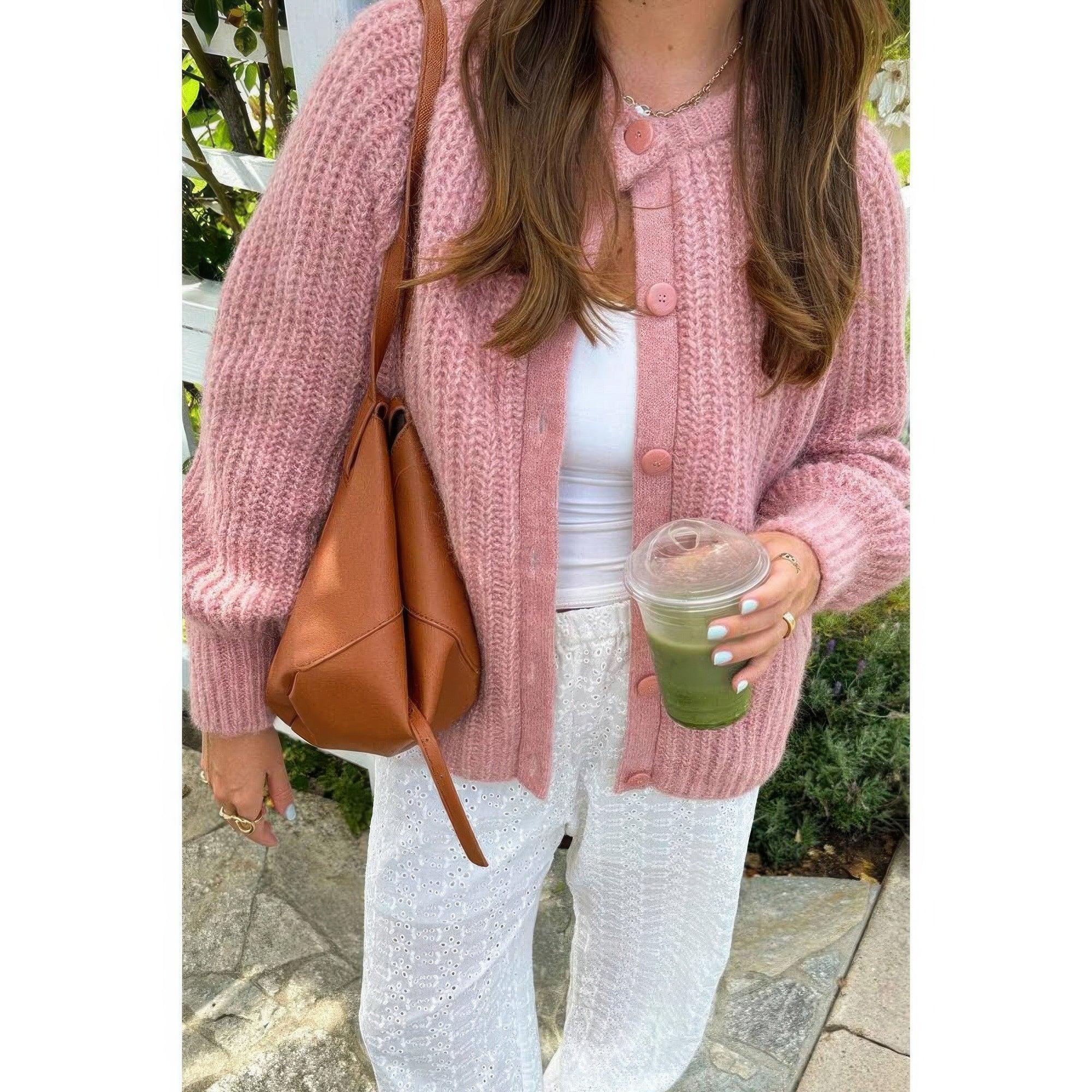Solid Soft Knit Button Loose Cardigan | Mixtshop LLC
