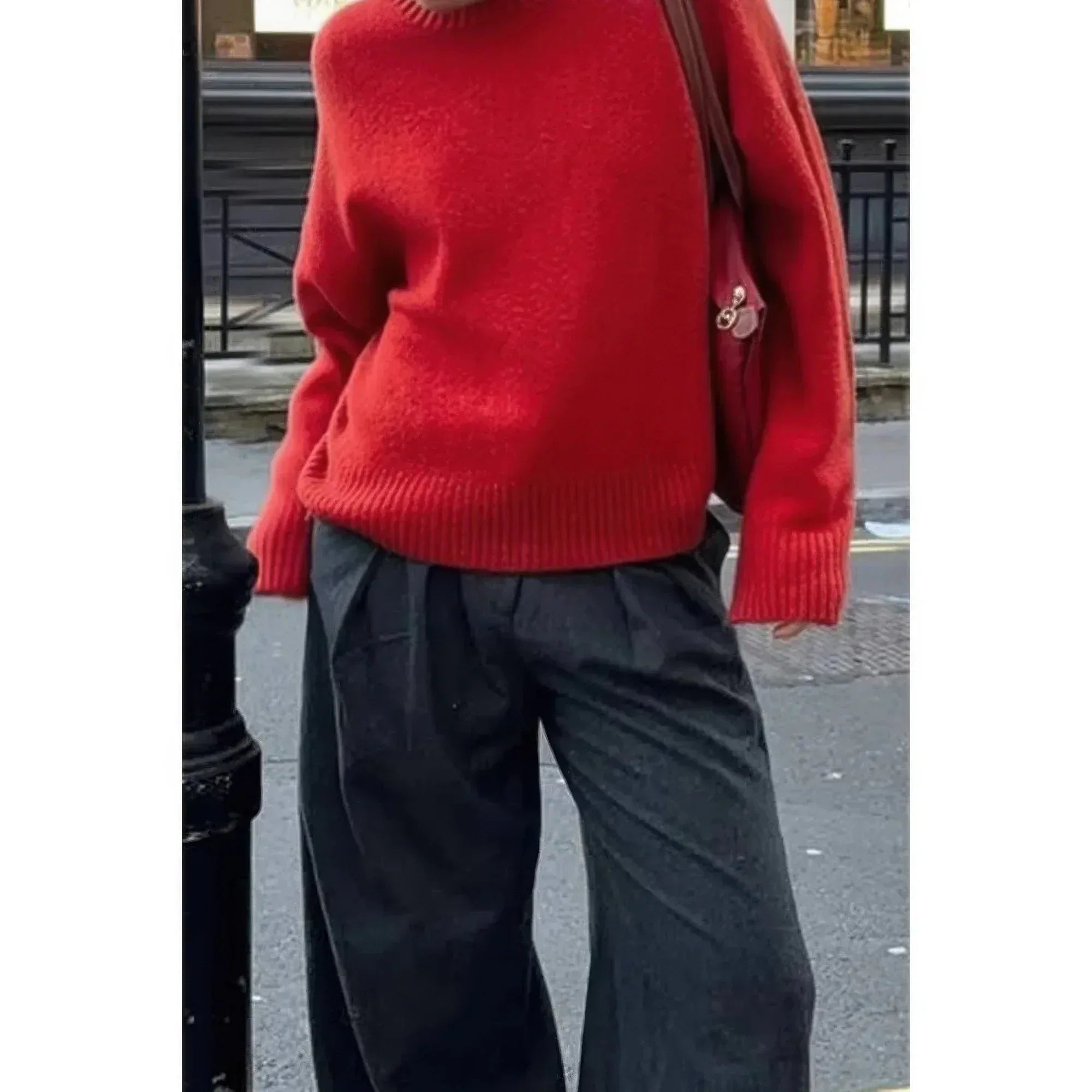 Solid Knit O Neck Long Sleeves Pullover Sweater | Mixtshop LLC Main image