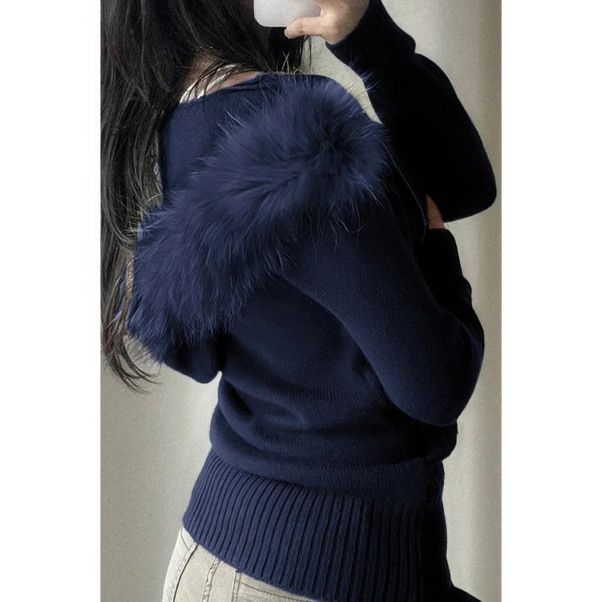 Solid Zipper Twist And Fur Stitching Jacket | Mixtshop LLC