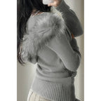 Solid Zipper Twist And Fur Stitching Jacket | Mixtshop LLC