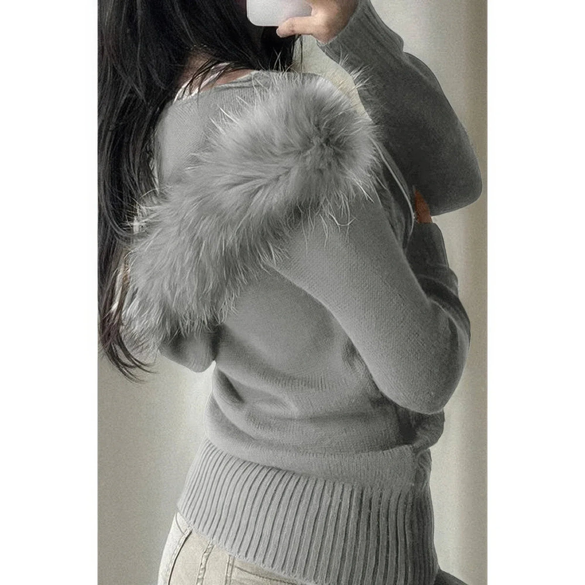 Solid Zipper Twist And Fur Stitching Jacket | Mixtshop LLC