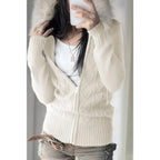 Solid Zipper Twist And Fur Stitching Jacket | Mixtshop LLC