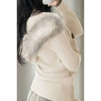 Solid Zipper Twist And Fur Stitching Jacket | Mixtshop LLC