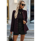 Solid Decorative Button Stand Collar Jacket | Mixtshop LLC