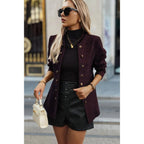 Solid Decorative Button Stand Collar Jacket | Mixtshop LLC