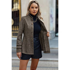 Solid Decorative Button Stand Collar Jacket | Mixtshop LLC
