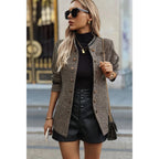 Solid Decorative Button Stand Collar Jacket | Mixtshop LLC