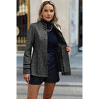 Solid Decorative Button Stand Collar Jacket | Mixtshop LLC