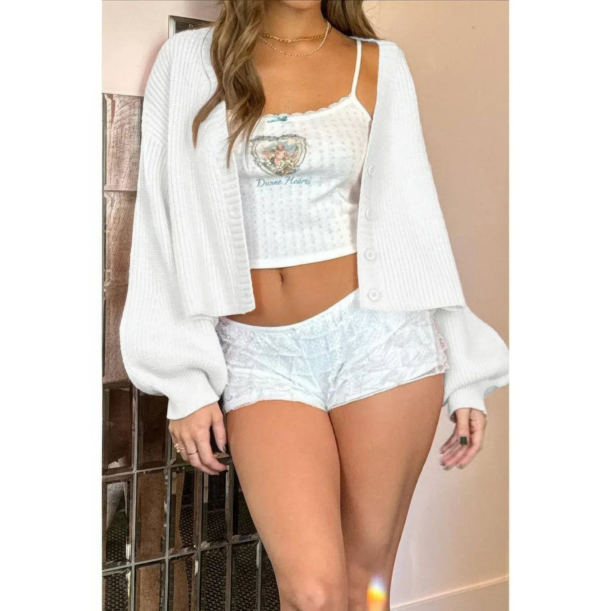 Drop Shoulder Solid Knit V Neck Button Sweater | Mixtshop LLC