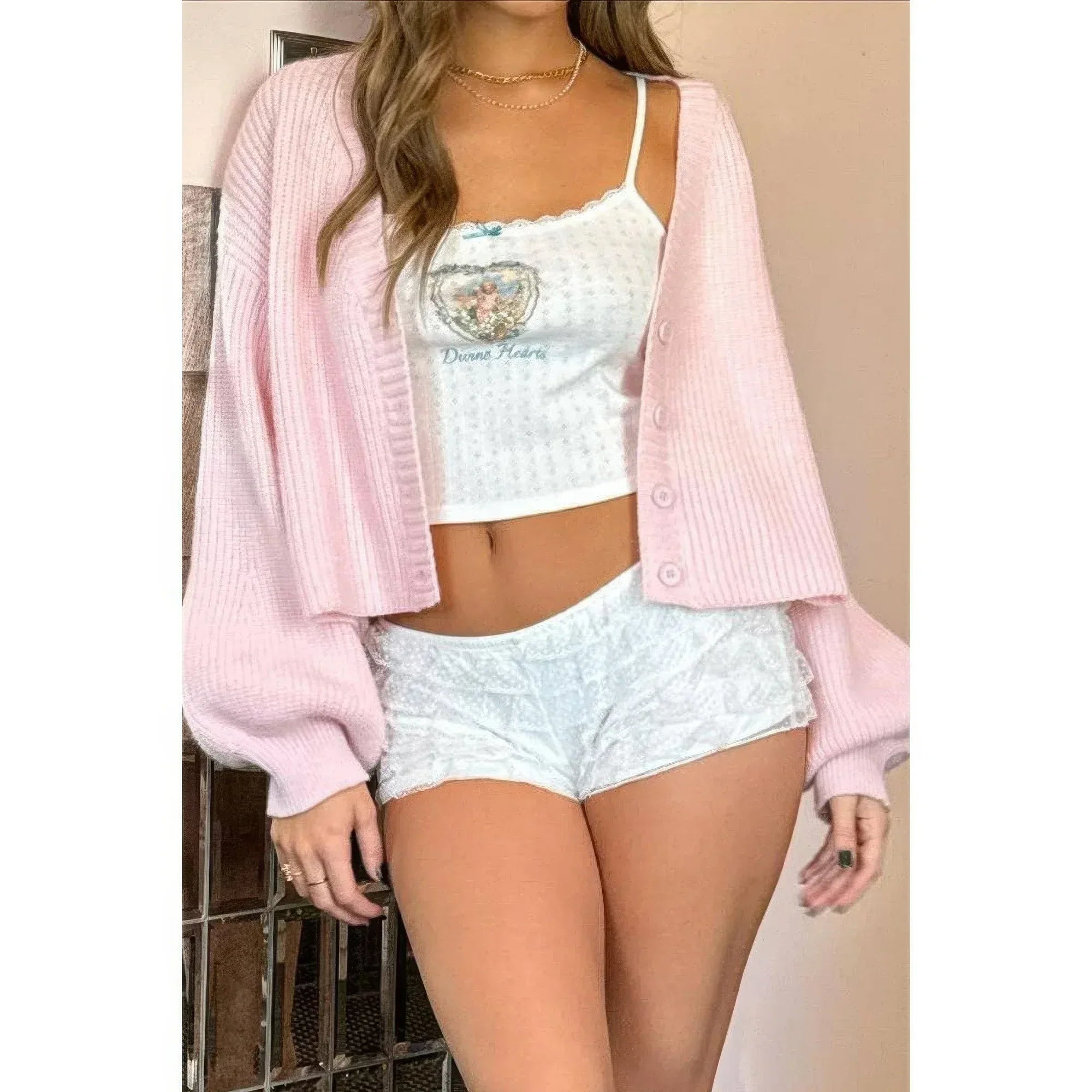Drop Shoulder Solid Knit V Neck Button Sweater | Mixtshop LLC