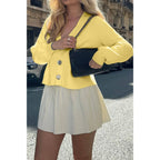 Solid Knit Button Up V Neck Knit Cardigan | Mixtshop LLC