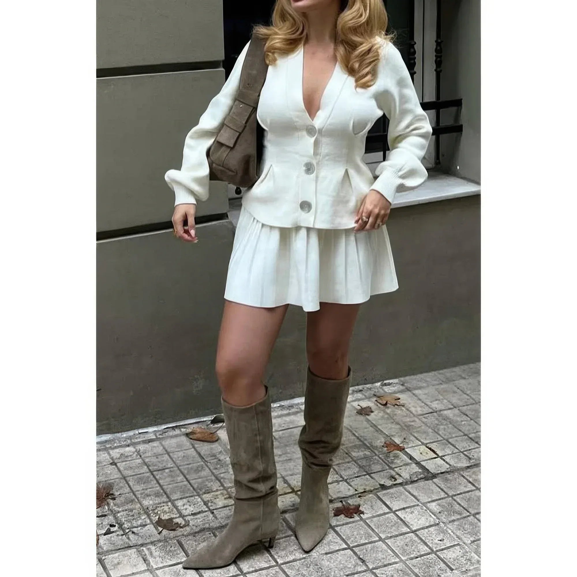 Solid Knit Button Up V Neck Knit Cardigan | Mixtshop LLC