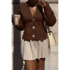 Solid Knit Button Up V Neck Knit Cardigan | Mixtshop LLC