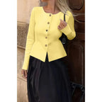 Knit Round Neck Button Up Long Sleeves Sweater | Mixtshop LLC