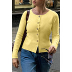 Knit Round Neck Button Up Long Sleeves Sweater | Mixtshop LLC