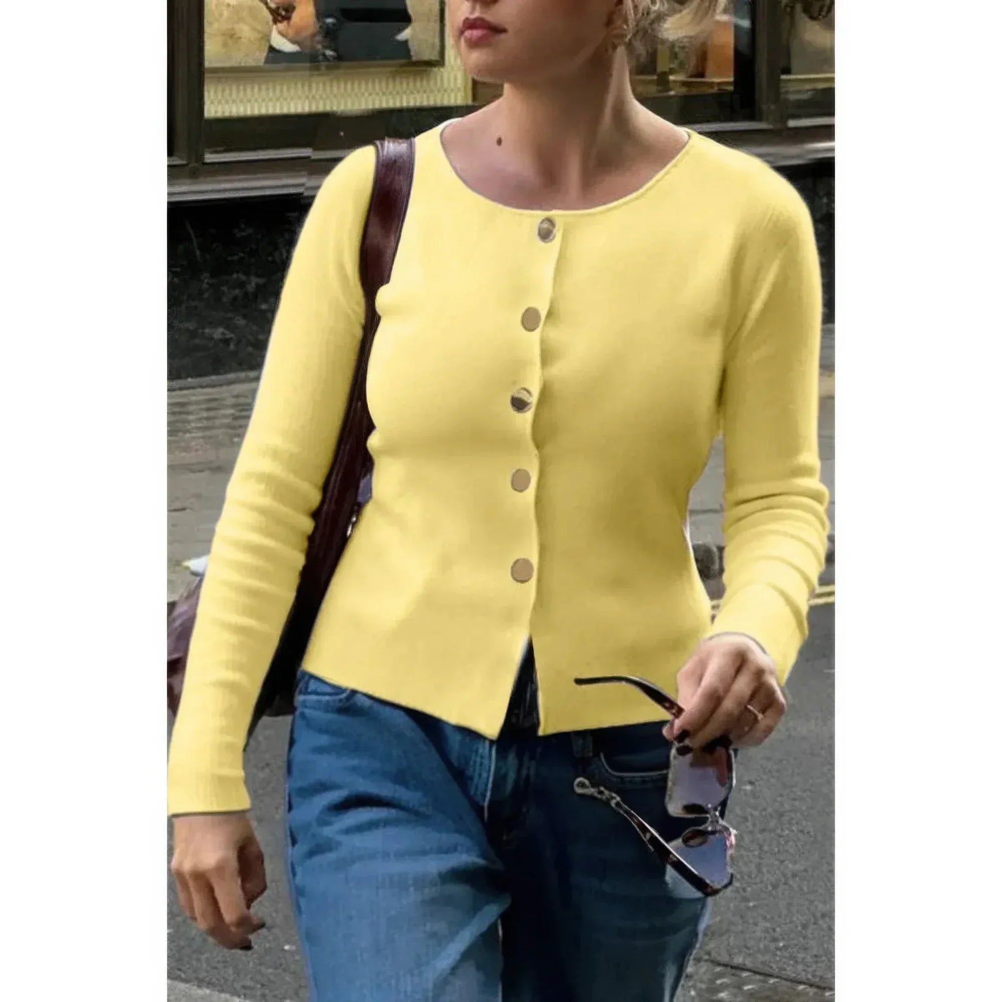 Knit Round Neck Button Up Long Sleeves Sweater | Mixtshop LLC