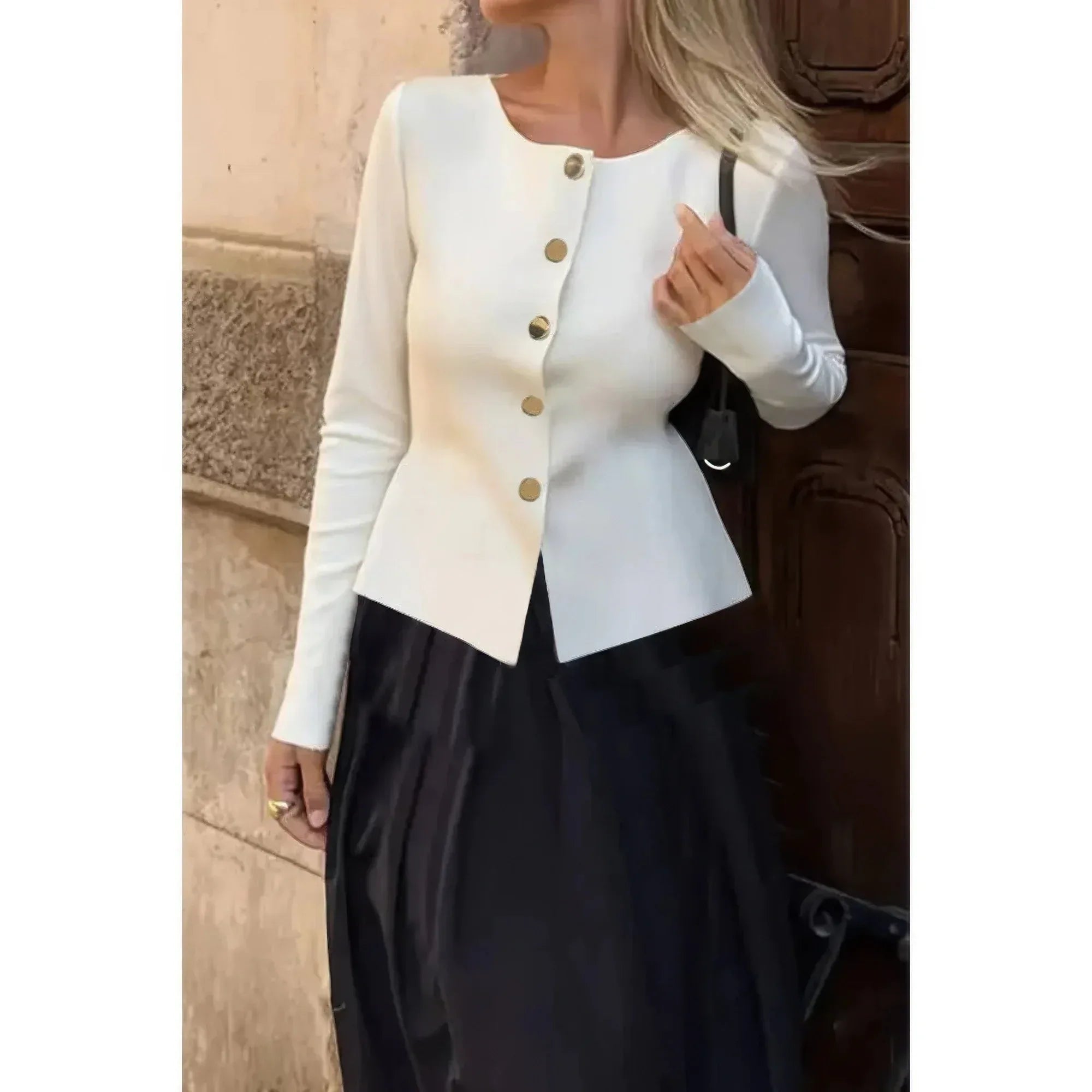 Knit Round Neck Button Up Long Sleeves Sweater | Mixtshop LLC