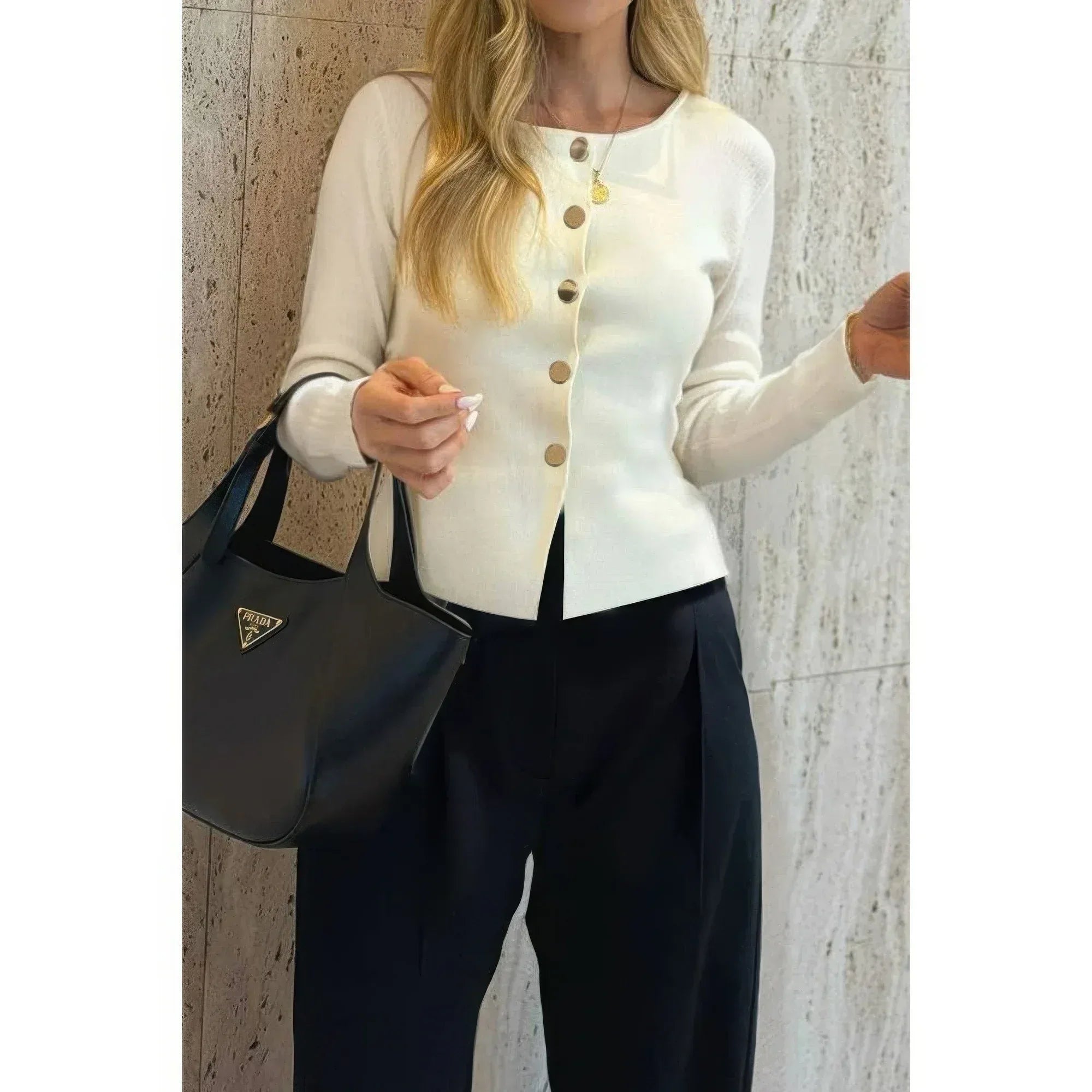 Knit Round Neck Button Up Long Sleeves Sweater | Mixtshop LLC