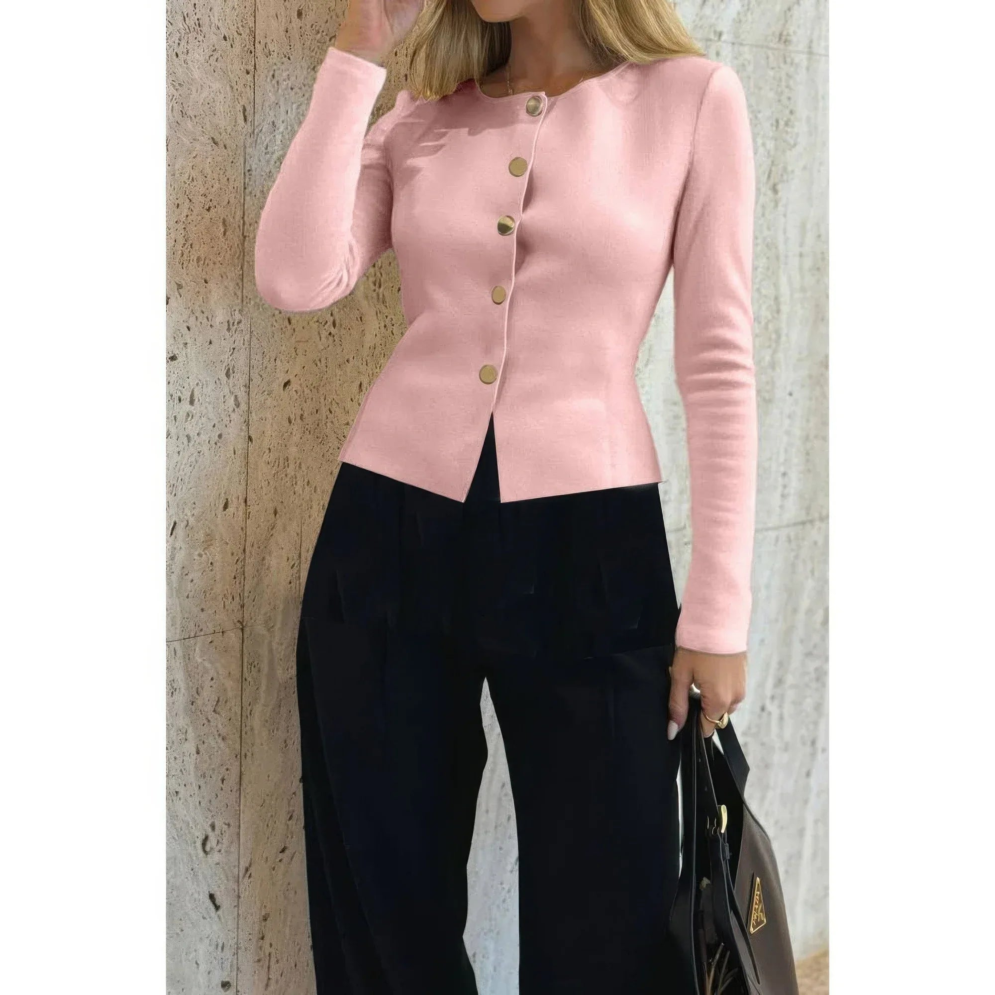 Knit Round Neck Button Up Long Sleeves Sweater | Mixtshop LLC