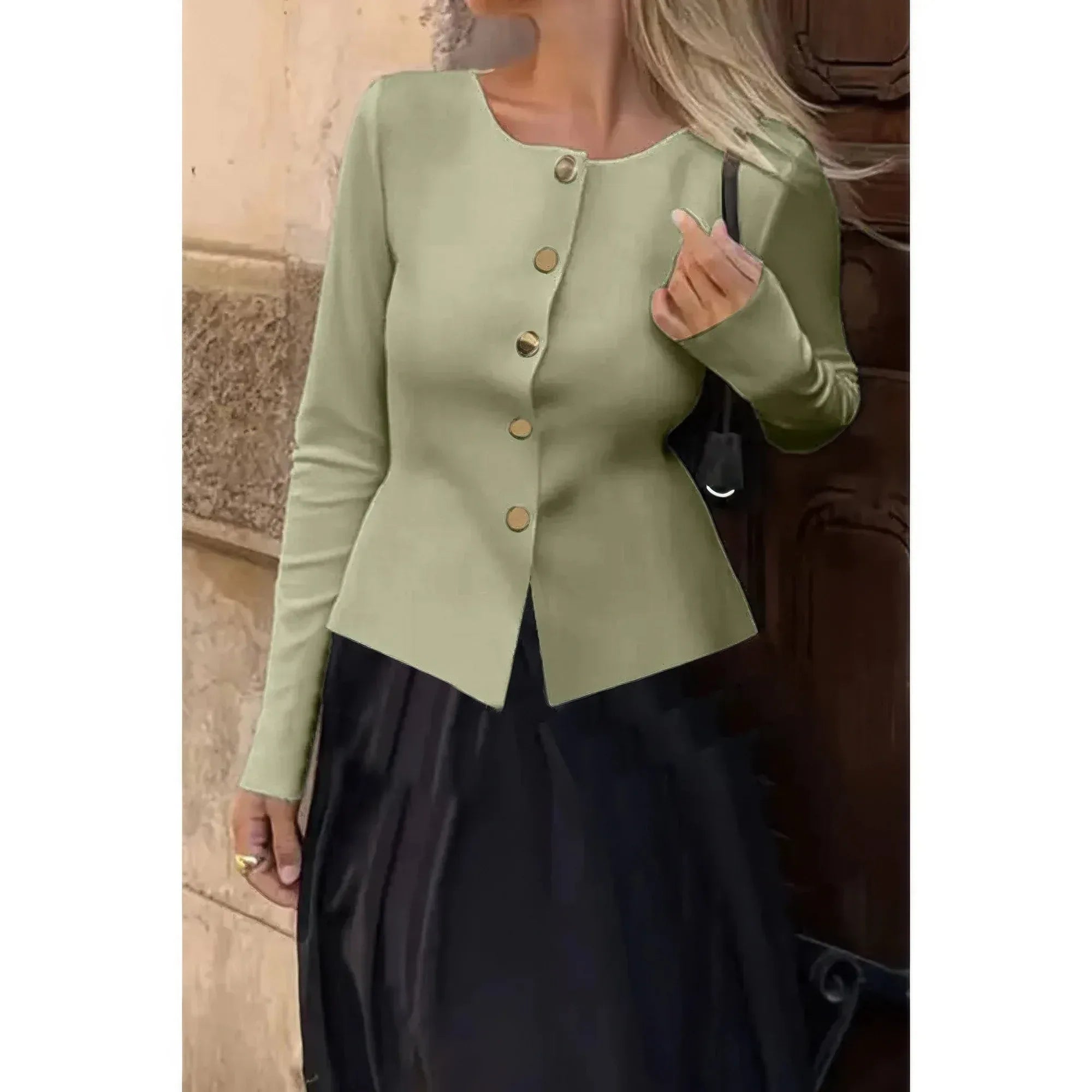 Knit Round Neck Button Up Long Sleeves Sweater | Mixtshop LLC