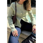 Knit Round Neck Button Up Long Sleeves Sweater | Mixtshop LLC