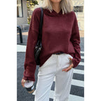 Solid Knit Long Sleeve Loose Hooded Sweater | Mixtshop LLC