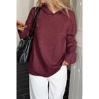 Solid Knit Long Sleeve Loose Hooded Sweater | Mixtshop LLC