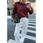 Solid Knit Long Sleeve Loose Hooded Sweater | Mixtshop LLC