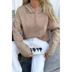 Solid Knit Long Sleeve Loose Hooded Sweater | Mixtshop LLC