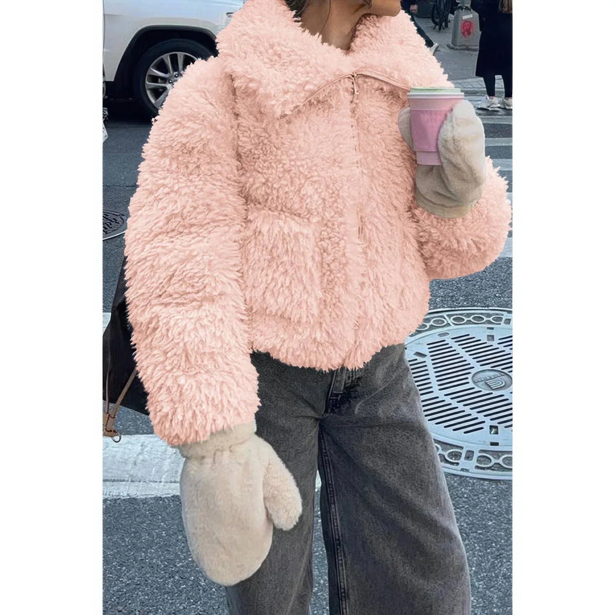 Solid Fleece Cropped Cozy Fuzzy Fur Jacket | Mixtshop LLC