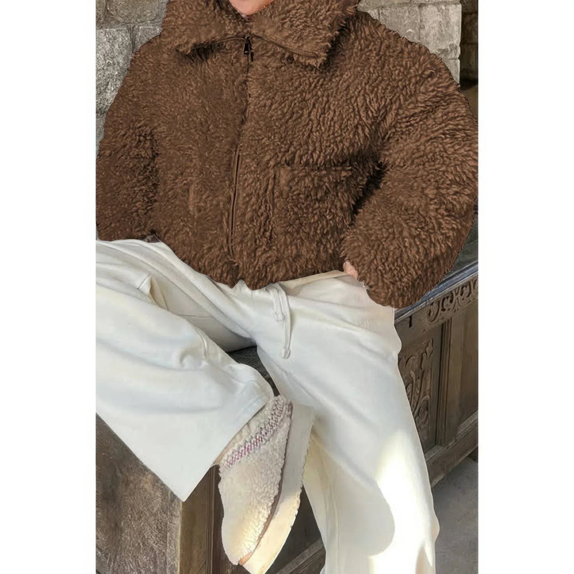 Solid Fleece Cropped Cozy Fuzzy Fur Jacket | Mixtshop LLC