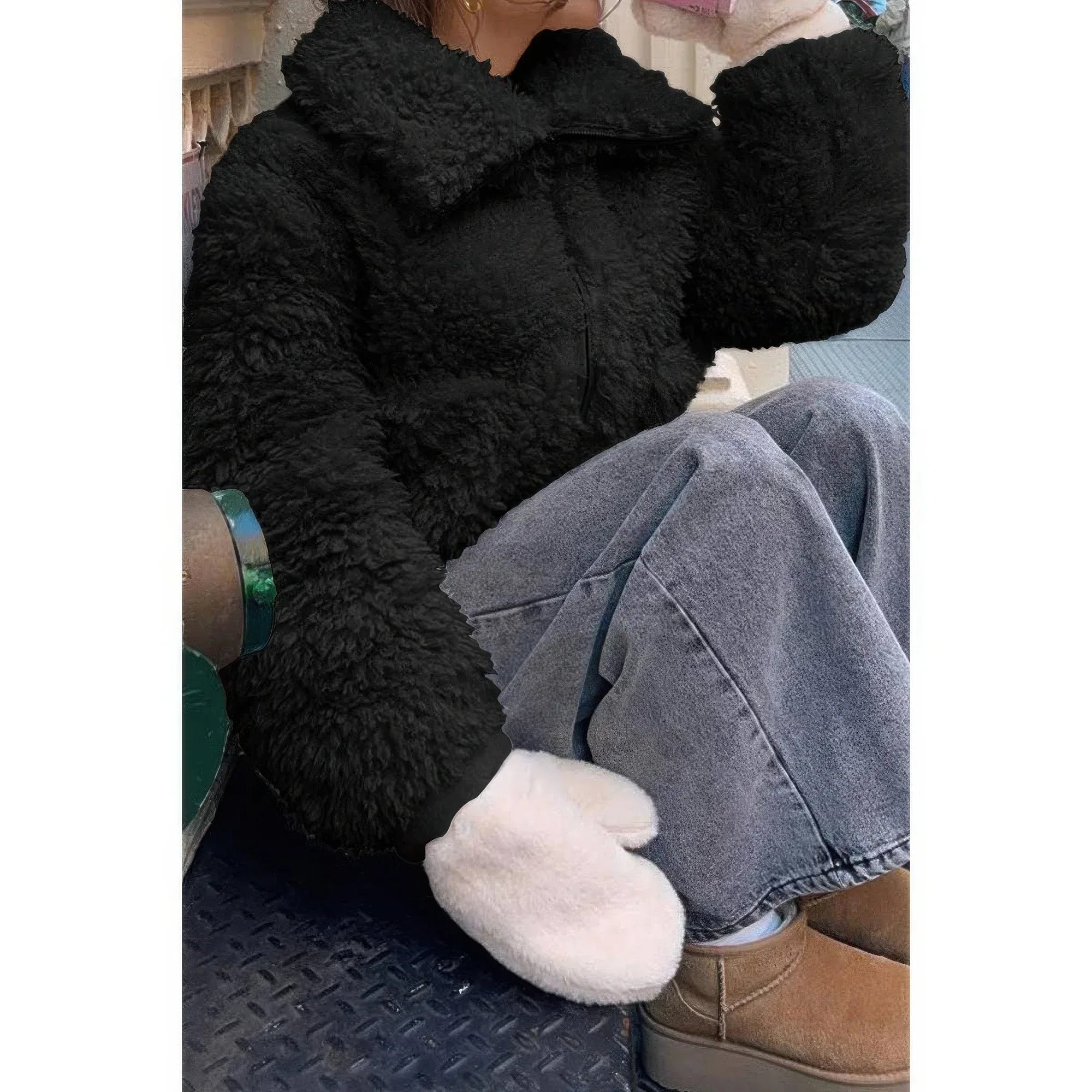 Solid Fleece Cropped Cozy Fuzzy Fur Jacket | Mixtshop LLC