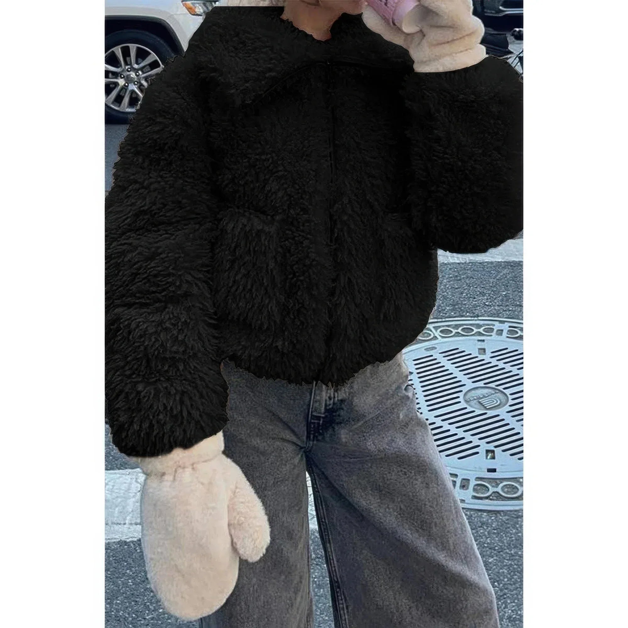 Solid Fleece Cropped Cozy Fuzzy Fur Jacket | Mixtshop LLC